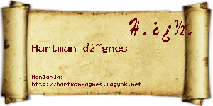 Hartman Ágnes névjegykártya